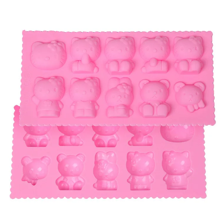 New 8 Style Cartoon KT Cat Silicone Chocolate Mold Cute Cat Fondant Cake Chocolate Mold Baking Tools Ice Cube Tool Cookie Mold