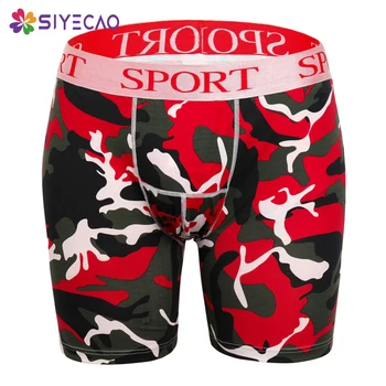 

Camouflage Print Boxer Men Cotton Men's Underwear Calecon Boxer Shorts Man Breathable Shorts Long Boxer For Men Underpants Trunk