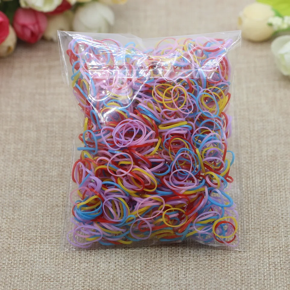 1000pcs Small Mix Isnice, 1000 шт., повязка на голову с цветком, яркие цвета, резинки, фартук, галстук, сильный, постоянно тянется, маленькая повязка для волос - Цвет: 1000pcs Small Mix
