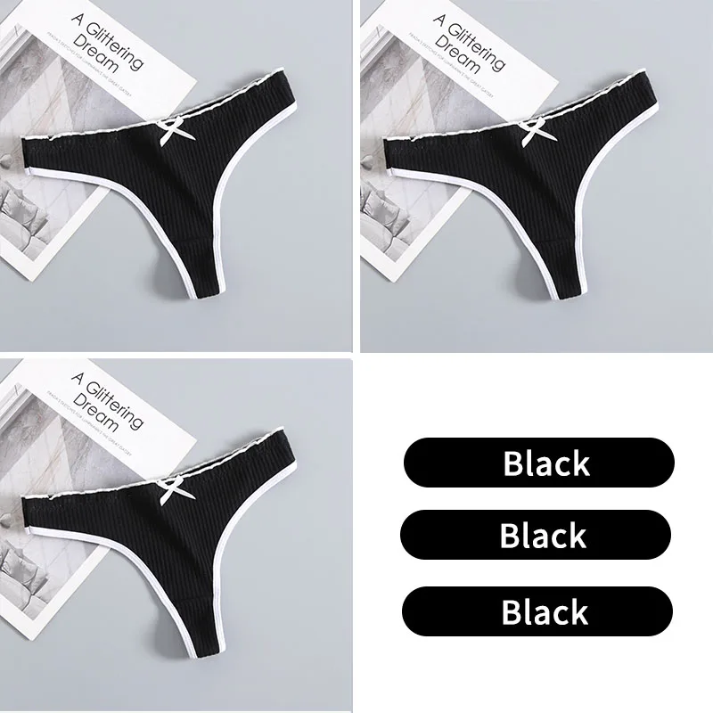 bikini underwear Fashion Lace Ladies Sexy Thongs Comfortable Close-Fitting Low-Waist Breathable G-String Hollow Women's Solid ColorPanties 3Pcs plus size underwear Panties