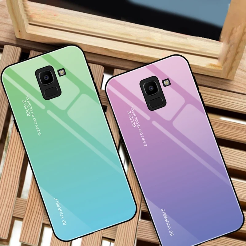 Для samsung Galaxy A9 A7 J3 J6 градиентный чехол закаленное Стекло Крышка для samsung Galaxy A6 A8 A60 J8 A7 M40 A50 A30