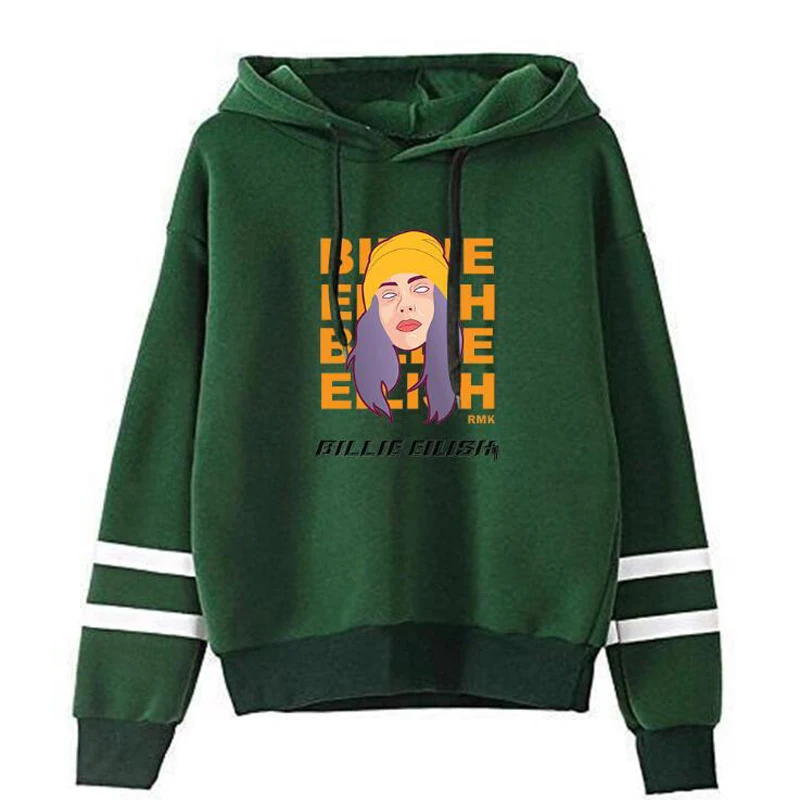 Billie Eilish Толстовка Мужская Черная зеленая хлопковая толстовка Пара Толстовка простая сохраняющая тепло Женская/Мужская хип-хоп толстовка KPOP одежда