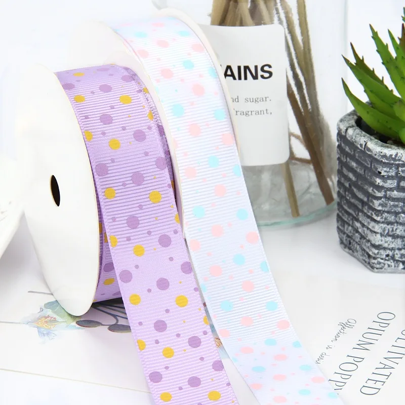 22mm Dots Printed Grosgrain Ribbons for DIY Hair Accessories Sewing