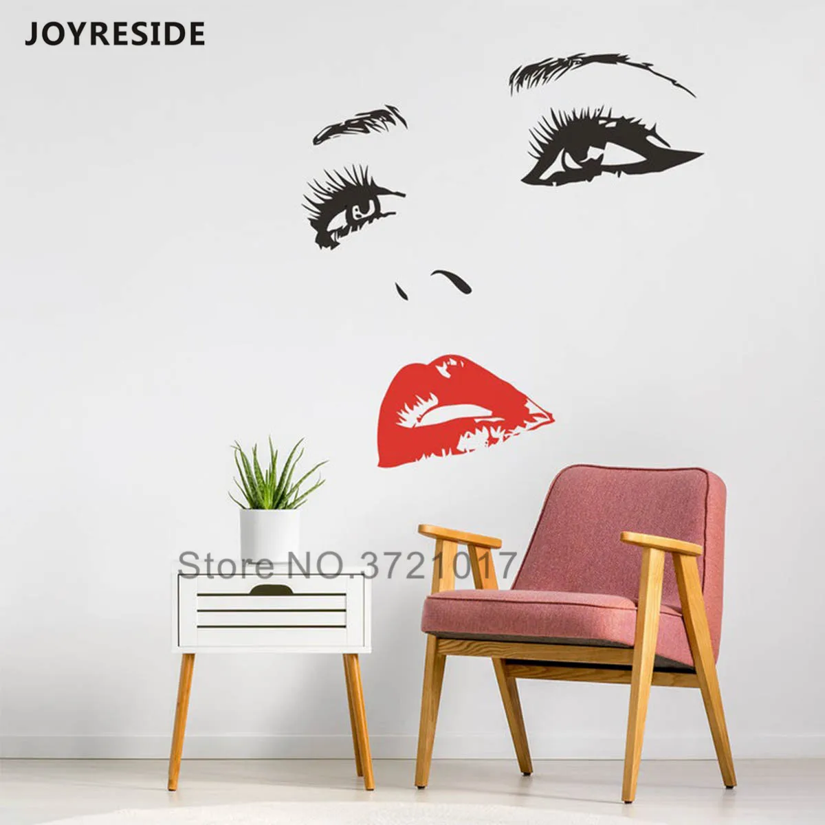 Salon Woman Wall Sticker Beauty Face Decal Red Lips House Livingrooms Decor Sexy Decals Vinyl Design M510 | Дом и сад