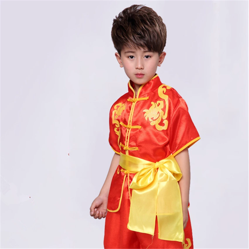 Traditional Chinese Style Kung Fu Wushu Clothing Kids Stage Party Performance Team Dance Wear Hanfu Tai Chi Competition Uniforms