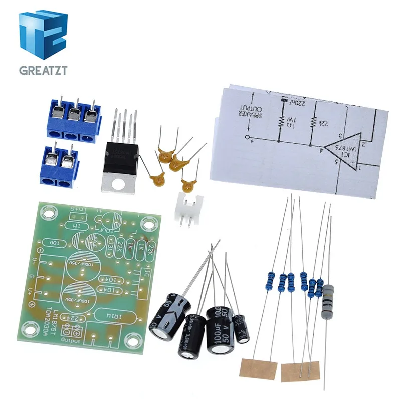 GREATZT LM1875T mono boom level power 30W amplifier board speaker PCB production DIY kit LM1875 | Электронные компоненты и