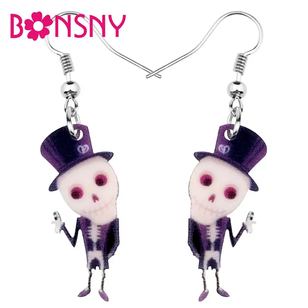 Bonsny акриловая шляпа для Хэллоуина Череп джентльмены драгоценности девочек