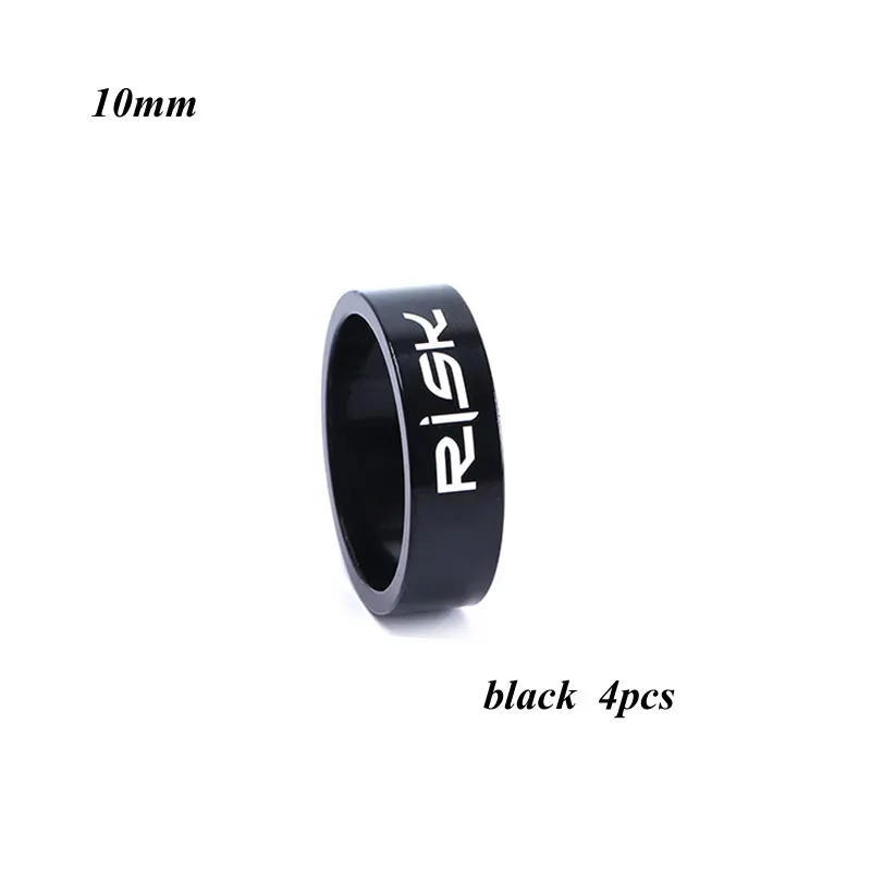 4pcs-10mm Black 4 шт 5/10 мм велосипед гарнитура Вилочная шайба стволовых Spacer Алюминий сплав велосипедов шайба для рулевой колонки поднять руль регулируемое кольцо уплотнительное кольцо - Цвет: 4pcs-10mm Black