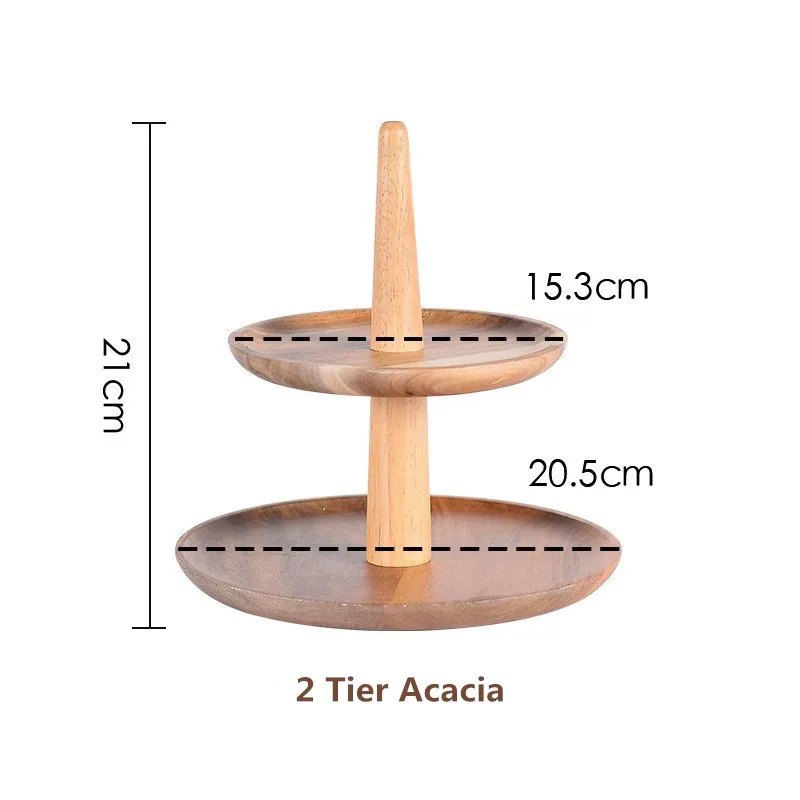 3 ярусный деревянный десертный торт тарелка суши фрукты лоток для хранения деревянный Kithen Органайзер сервировочное блюдо Свадебный Рождественский контейнер для еды - Цвет: 2 Tier Acaicia