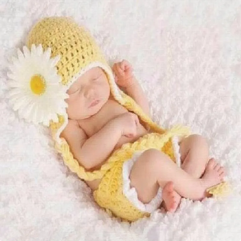 0-6months Sweet Cosplay Diaper Cover Girl Knitted Handmade Flower Hats Crochet Outfits Photography Custume | Детская одежда и