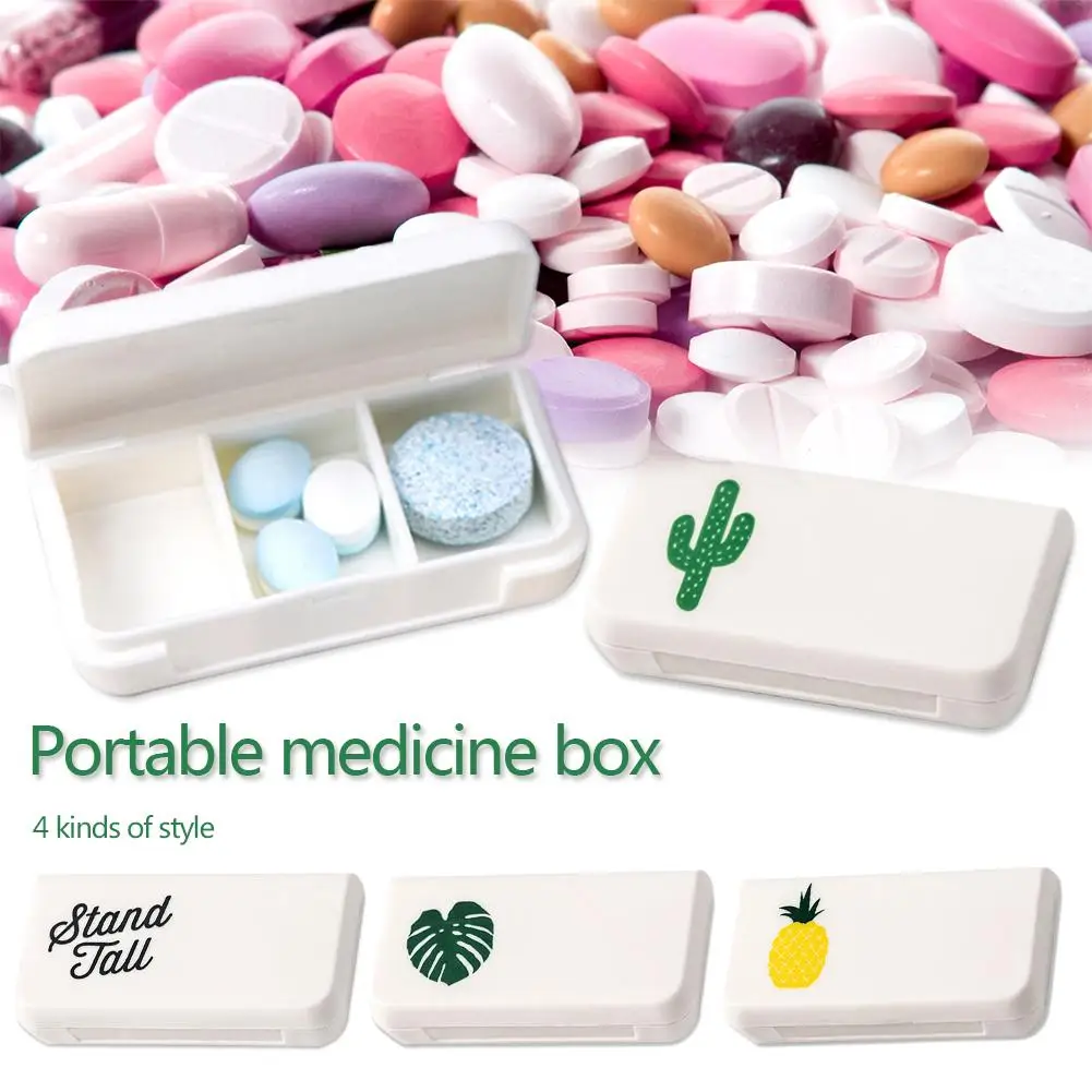 

INS Three grid Compartment Travel Pill Box Organizer Tablet Medicine Storage Dispenser Holder Health Care Tool Literary Fresh