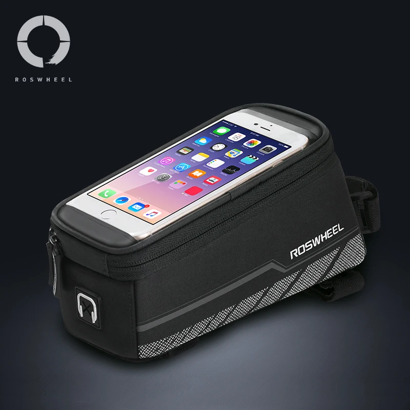 

Roswheel 12496-A6 Touchscreen Cycling Bicycle Front Frame Top Tube 5.7" Cell Mobile Phone Bike Bag Holder Pouch Case Pannier