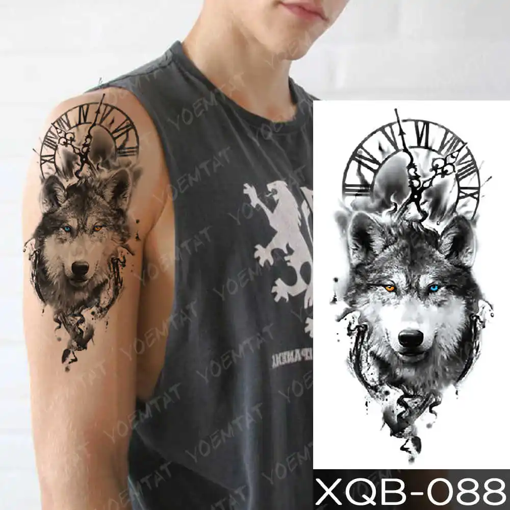 Dragon Wolf Tiger Animal Waterproof Temporary Tattoo Sticker Man Arm Leg Tato Body Art Fake Tatto Water Transfer Tatoo Women