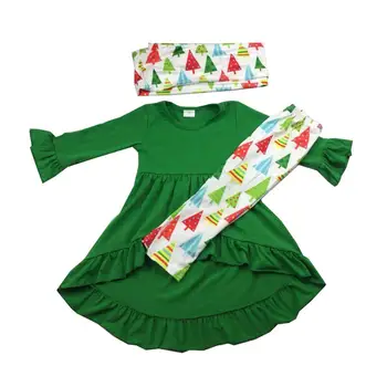 

new arrival green christmas baby girl clothing sets with scarf fashion outfits