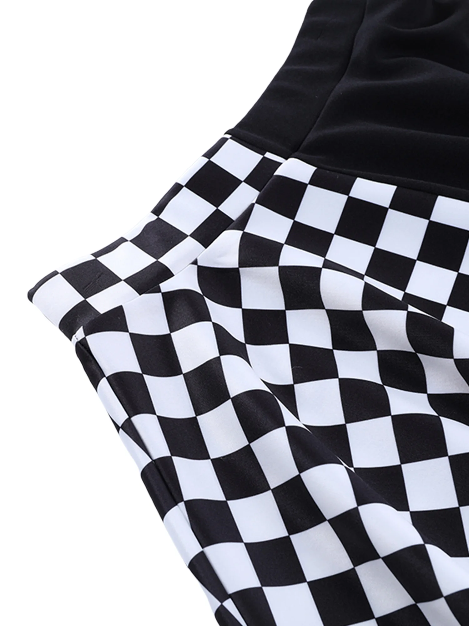 여성용 미니 스케이터 스커트, 캐주얼 하이 웨이스트 체커보드 프린트, 컬러 블록 플레어 스커트