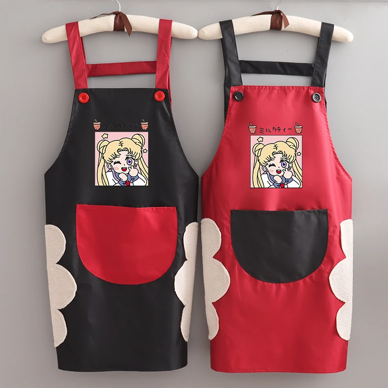1Pcs Waterproof Polyester Cooking Apron Woman Adult Bibs Home Baking Coffee Shop Cleaning Aprons For Kitchen Accessory | Дом и сад