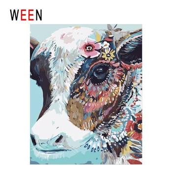 

Children Diy Painting Colorful cattle Art Picture Abstract Animals bedroom Wall Digital Paintng Modern For houseroom Wall