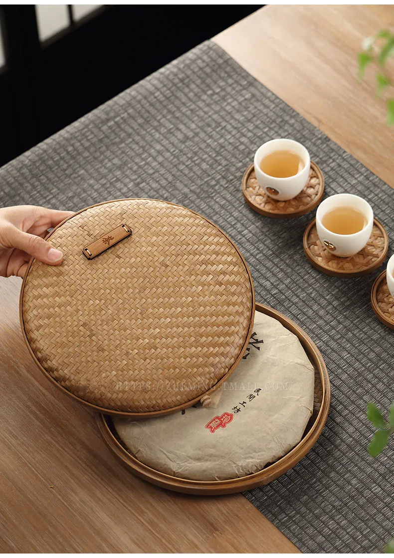 Pu 'えー茶収納ボックス竹織レンガ茶箱中国茶の包装袋茶回復収納