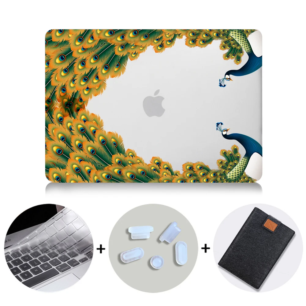 MB09 MTT Хрустальный чехол с перьями для Macbook Air Pro retina 11 12 13 15 дюймов с сенсорной панелью с принтом павлина Твердый Чехол 13,3 ''чехол для ноутбука - Цвет: MB09