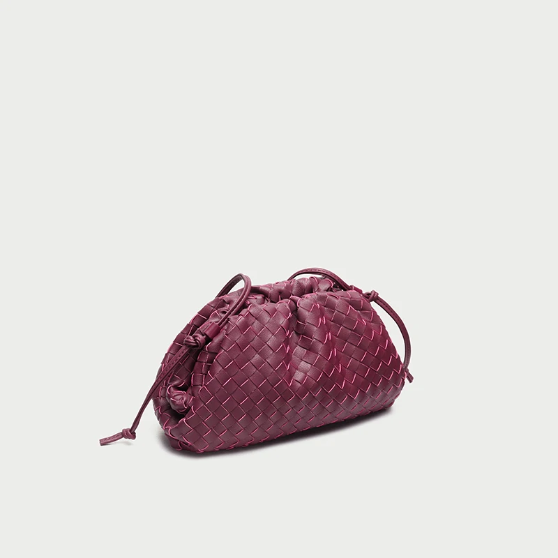 Woven Clouds Bag Women's Leather Shoulder Bag Minimalist New Fashion Mini Clutch Bag Soft Dumplings Brand Design Bag Spot - Цвет: Red wine