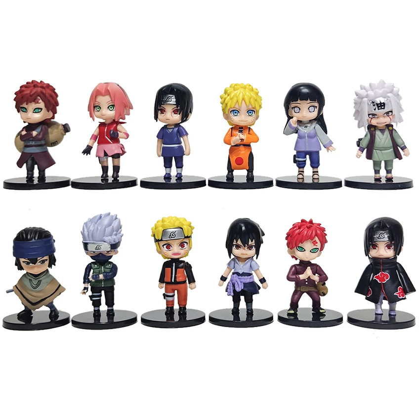 12 шт./компл. Аниме Naruto Shippuden Hinata Sasuke Itachi Kakashi Gaara Jiraiya Sakura Q версия ПВХ Фигурки