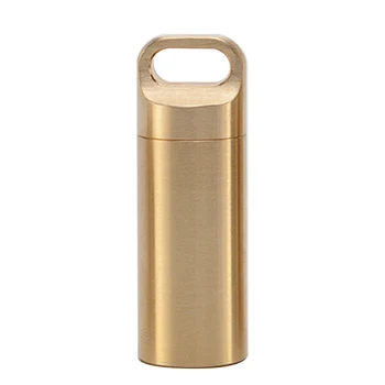 

Large Capacity Seal Container Medicine Capsule Travel Portable Pill Case Storage Waterproof Tank Hiking Solid Camping Brass