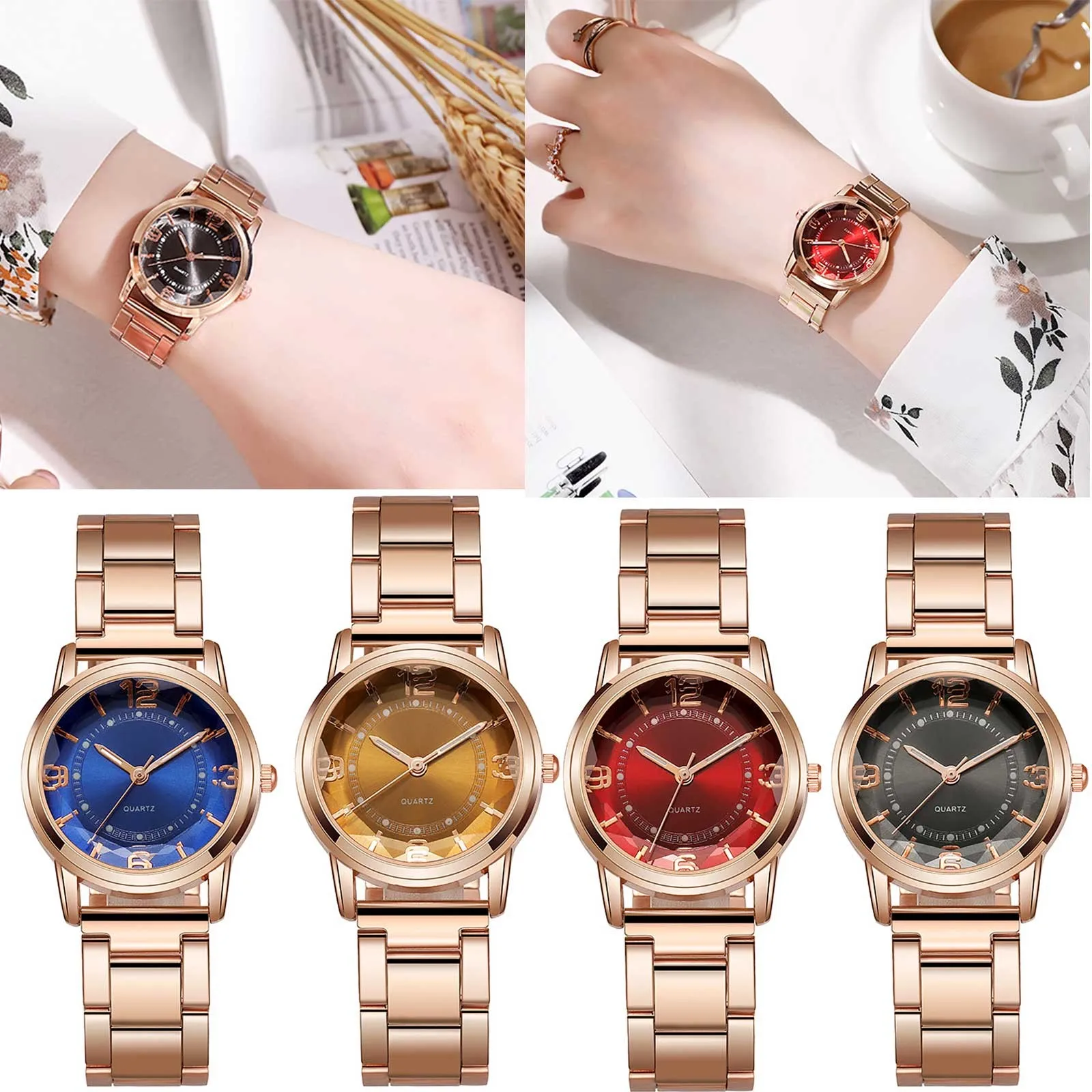 Tanio Luksusowe damskie zegarki ze stali nierdzewnej Casual sklep