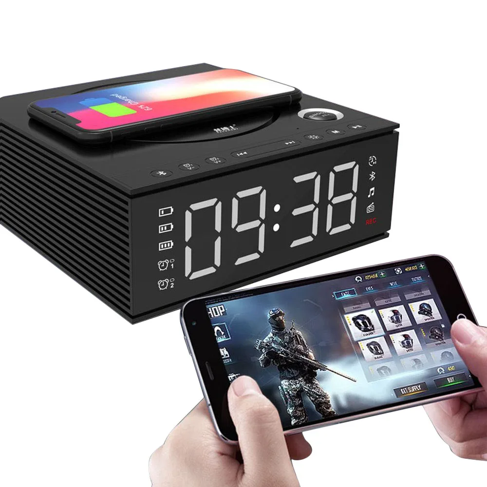 4D Беспроводное зарядное устройство Bluetooth динамик будильник запись FM радио DIY 2 Будильник Музыка U диск AUX TF/USB многофункциональный