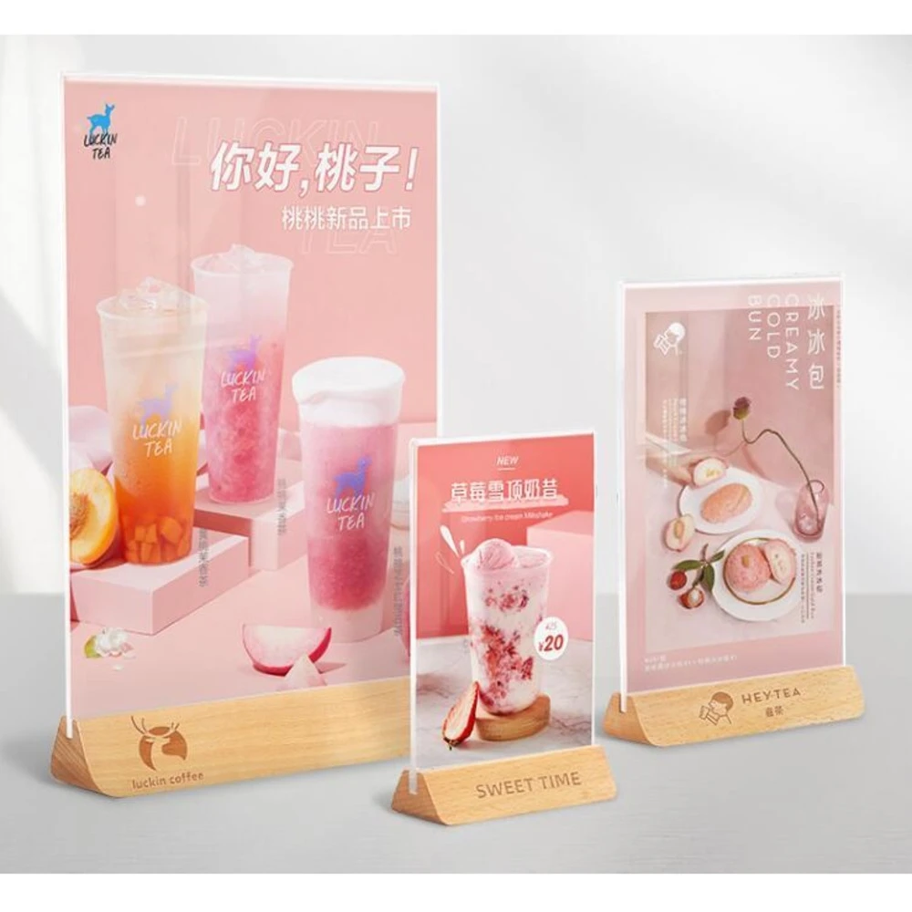 투명 아크릴 간판 홀더 양면 테이블 메뉴 홀더, 테이블 번호용 액자, 레스토랑 간판 사진 아트 디스플레이
