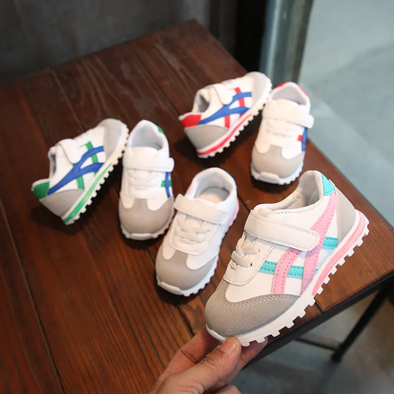 Cute Non-slip Kids Boys Girls Shoes Toddler Color Matching Sneakers Children Soft Sole Prewalkers Shoes Free Shipping
