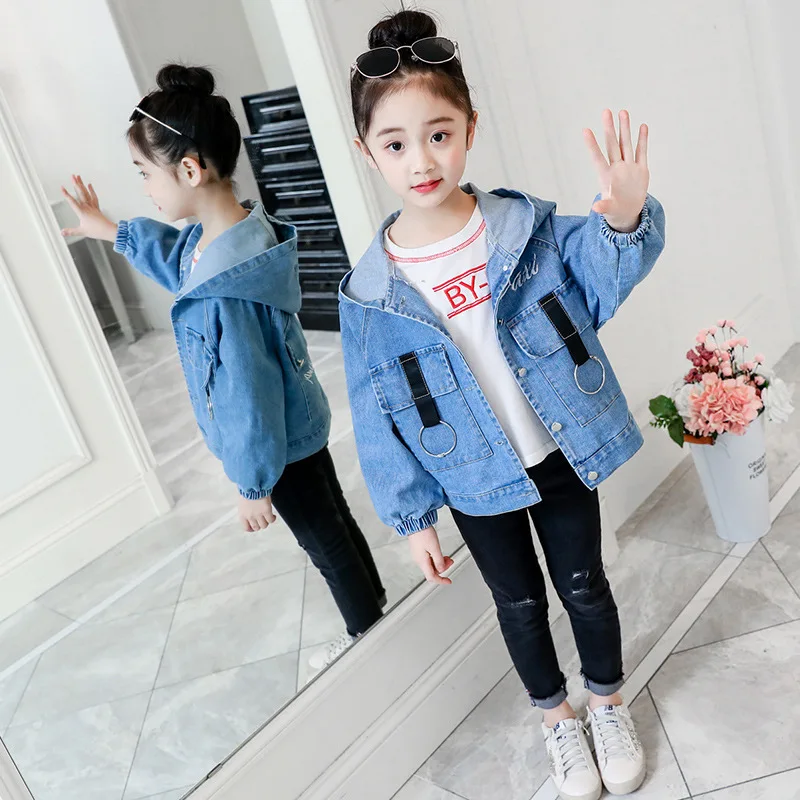 

Girls' Jean Jacket 2019 New Style Autumn Clothing Korean-style chao yang Gas Big Boy Children's Network Red GIRL'S Childrenswear
