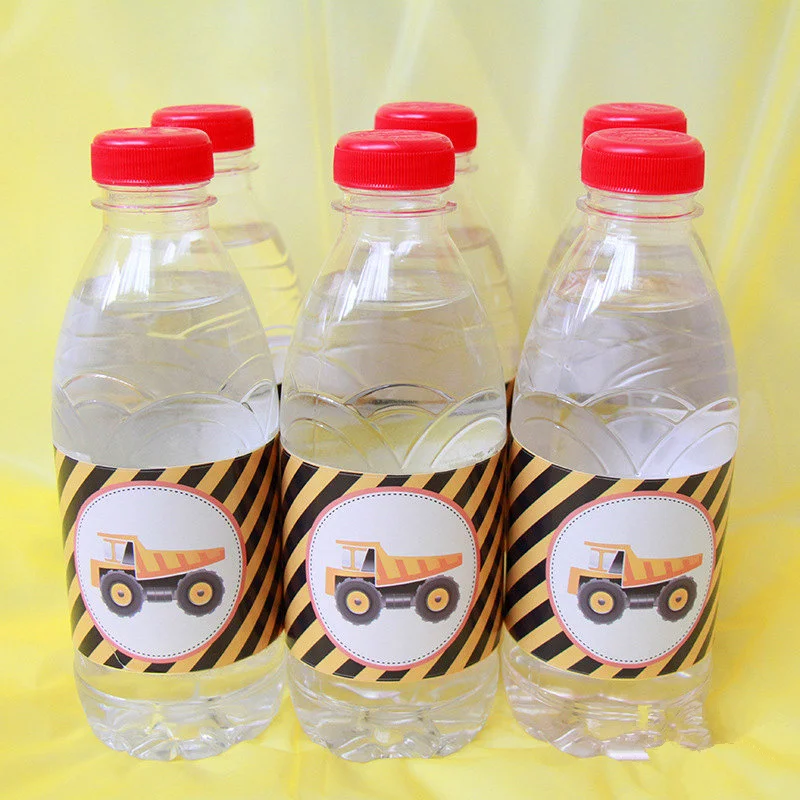 

Construction Trucks Water Bottle Labels Car Water Bottle Wrappers Kids Birthday Party Decoration Supplies Woodland Party Decor