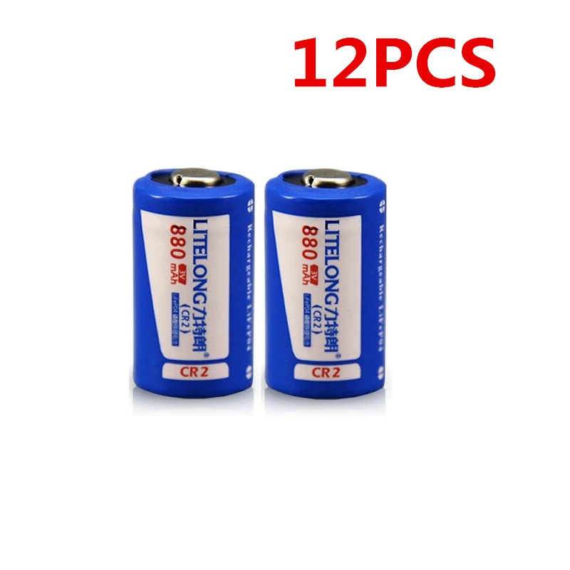 

12pcs/lot High quality 3V 880mAh CR2 rechargeable battery 3V rechargeable lithium battery camera battery