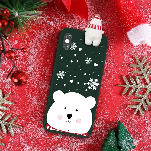 Style 20 Рождественский мультяшный 3D чехол для телефона с оленем для iPhone 11 Pro Max XR XS Max X 7 8 6 6S Plus милый силиконовый матовый красный чехол с медведем - Цвет: Style 20