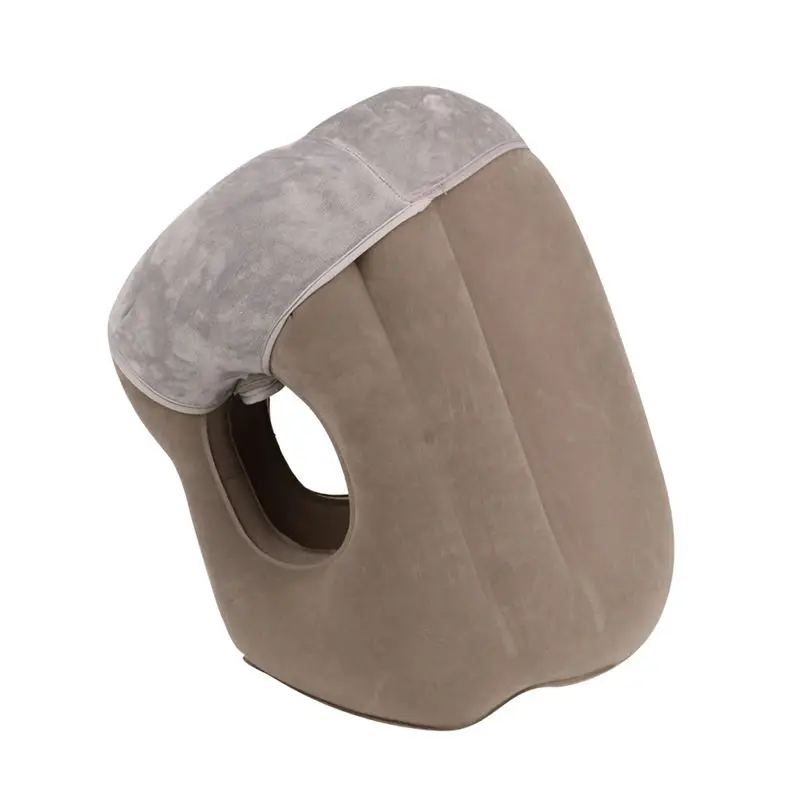 Портативная Большая Надувная подушка для шеи с клапаном для самолета/автомобилей/Автобусов/поездов/офиса/кемпинга - Цвет: Светло-серый