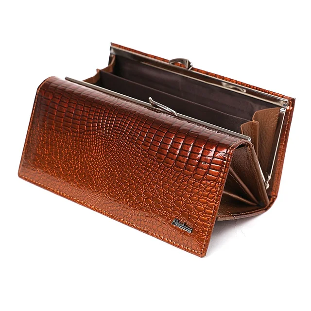 Portefeuille Long en cuir de vache véritable pour femme, porte-monnaie de marque de luxe, motif Alligator 1