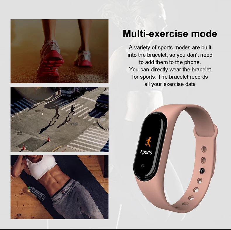 M4 наручный браслет для часов Спортивный Браслет Пульс кровяное давление фитнес-трекер Смарт-часы подключение IOS Android пк-xiomi 3 band