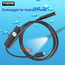 FUERS 1 м 1,5 2 5,5 мм 7 мини USB Android эндоскопа камера водостойкий 6 светодиодный бороскоп камера для осмотра автомобиля для ПК