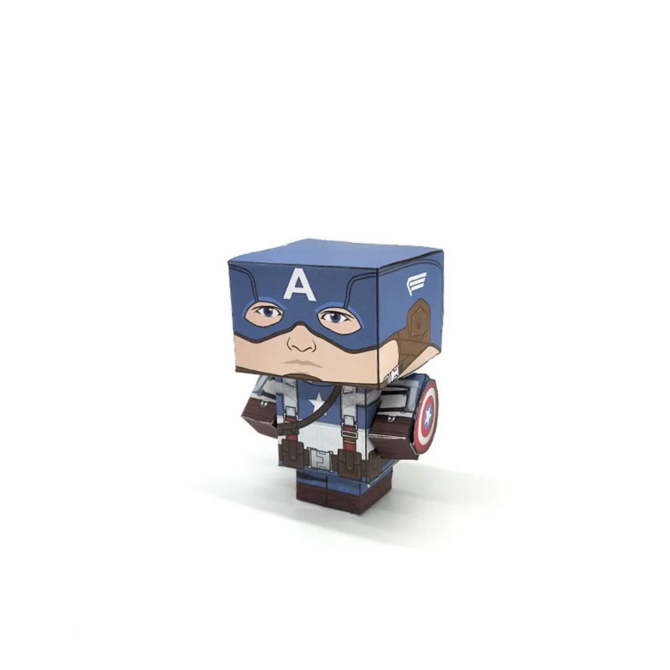 Нет клея Marvel Мстители Капитан Америка Складная 3D бумажная модель бумажное ремесло Аниме Фигурка DIY Cubee для детей взрослых ремесло игрушка CS-004