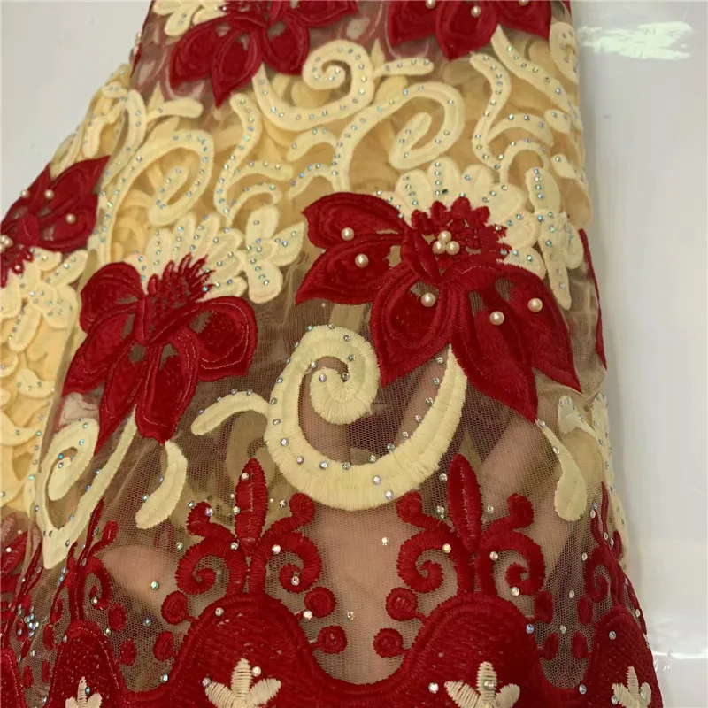 African lace fabric 2019 high quality lace 5yards per piece nigerian african lace fabric african tulle lace for wedding 2L14-97