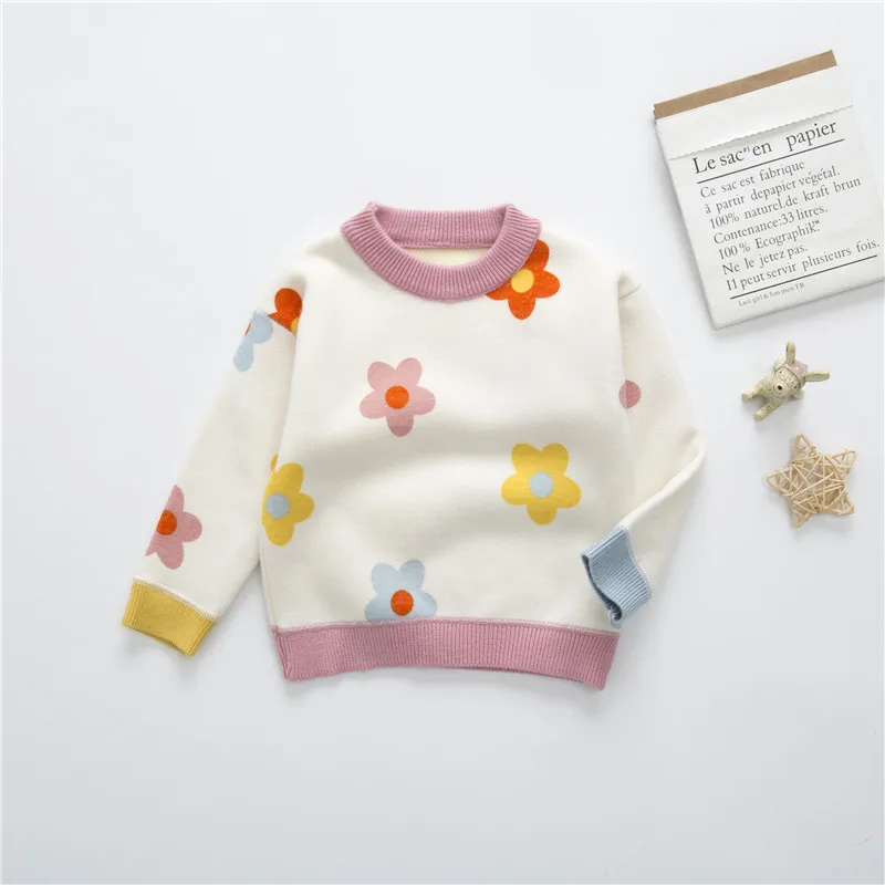 New baby sweater children's print girl boy clothes cute toddler girl clothes suit pullover 1234 baby sweater warm top children's