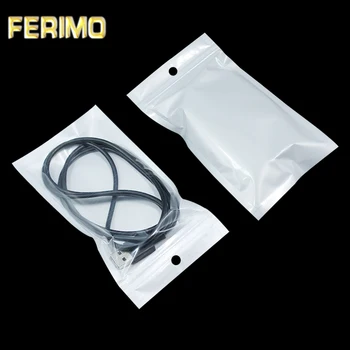 

300Pcs/ Lot 8*14cm White / Clear Reclosable Zipper Plastic Retail Packaging Poly Bag Zip Lock Storage Bag Package W/ Hang Hole