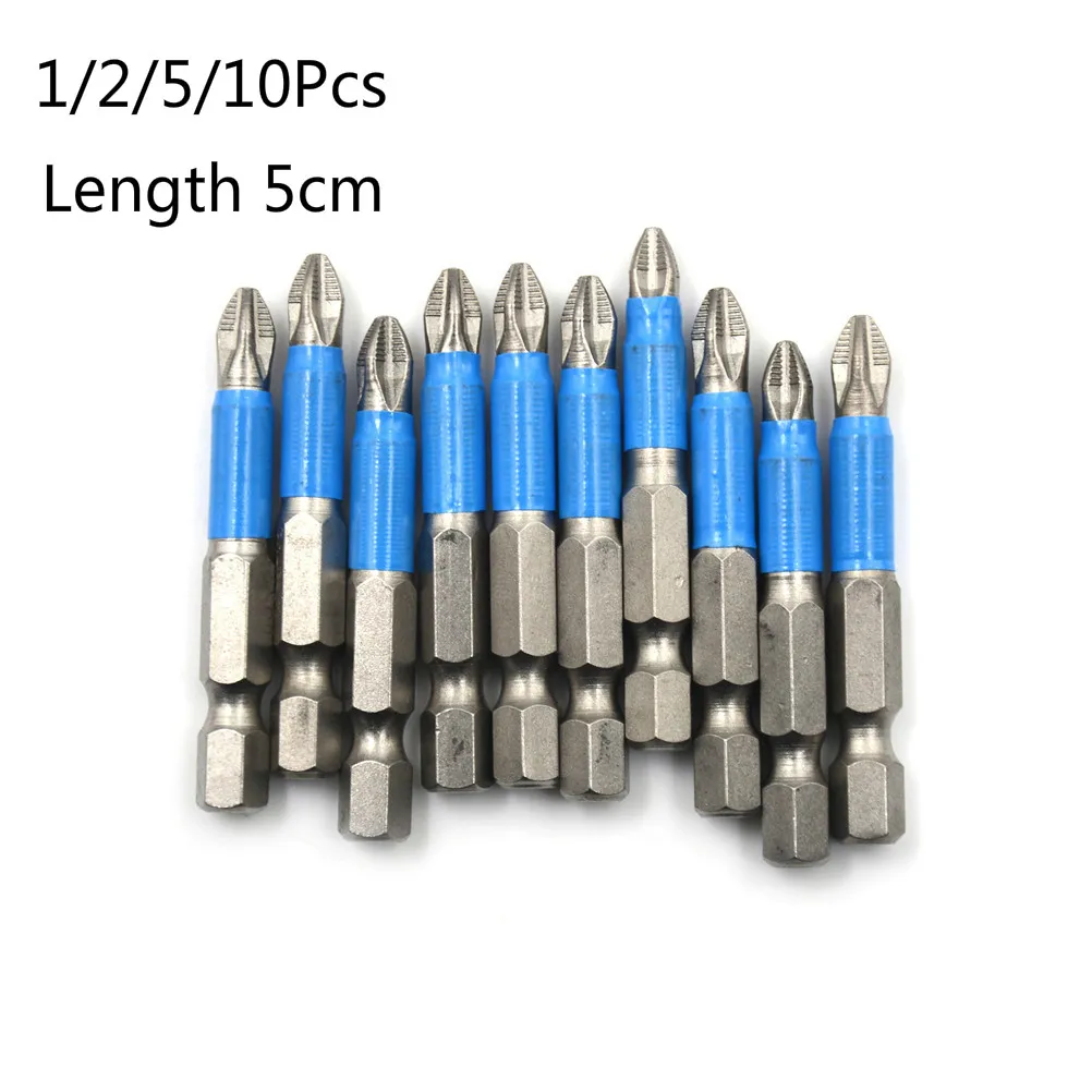 

1/2/5/10Pcs Alloy S2 Single Head Screwdriver Bits Hex Magnetic Anti Slip Bits Power Tools Length 5cm
