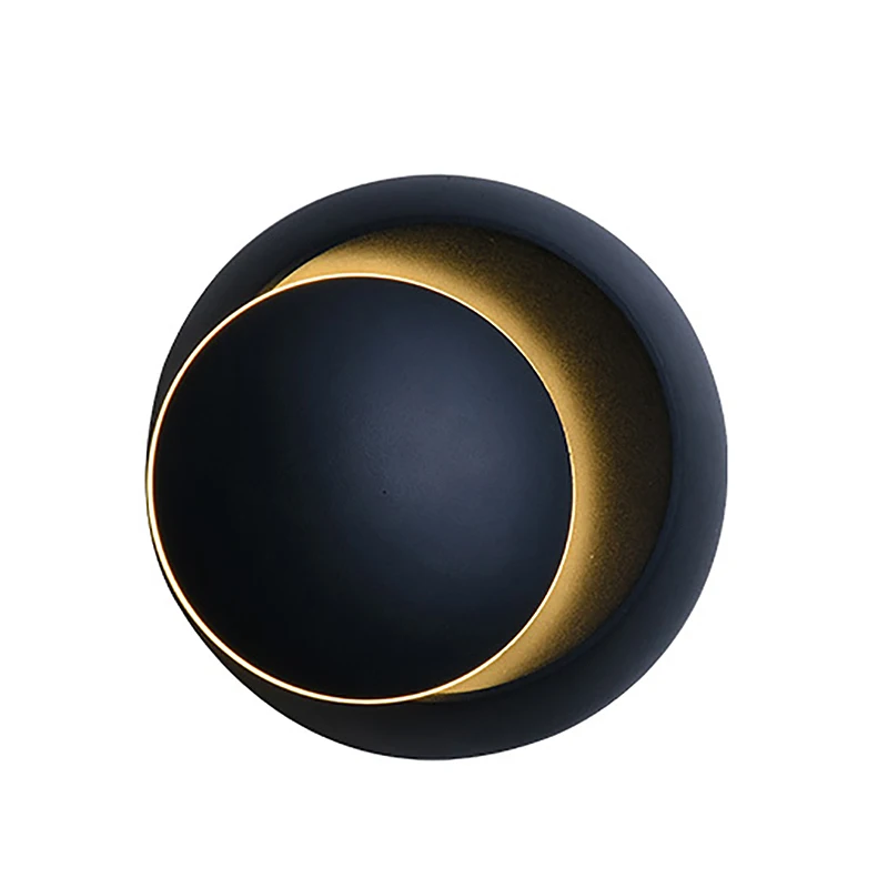 

Led Wall Lamp 360 Degree Rotation Adjustable Bedside Light 4000K Creative Wall Lamp Modern Aisle Round Lamp Black