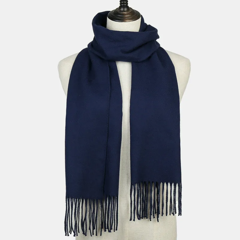 NavyBlue Зимний женский шарф, одноцветные шарфы, модные шарфы на каждый день, кашемировые шарфы-пончо, роскошные шарфы - Цвет: NavyBlue