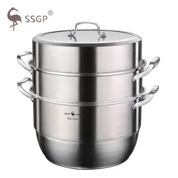 

Steamer Pot 304 Stainless Steel Pot Multi-Function Thick Soup Pot Household Large Capacity 2-3 Layer Cooking Stew Cooking Pan