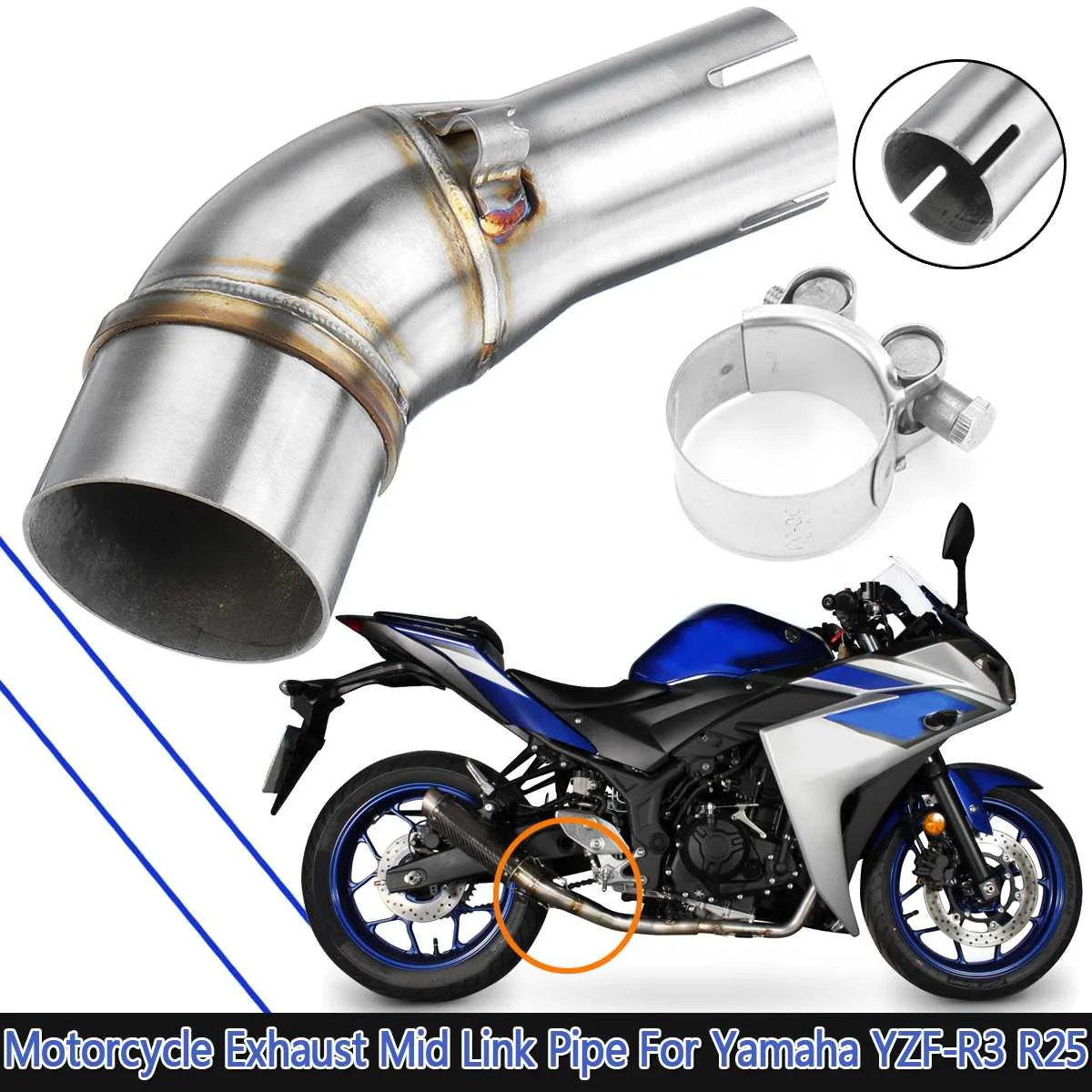 Новый мотоциклетный адаптер выхлопная труба мотоцикла для Yamaha YZF-R25/30 Kawasaki ER6N NINJIA