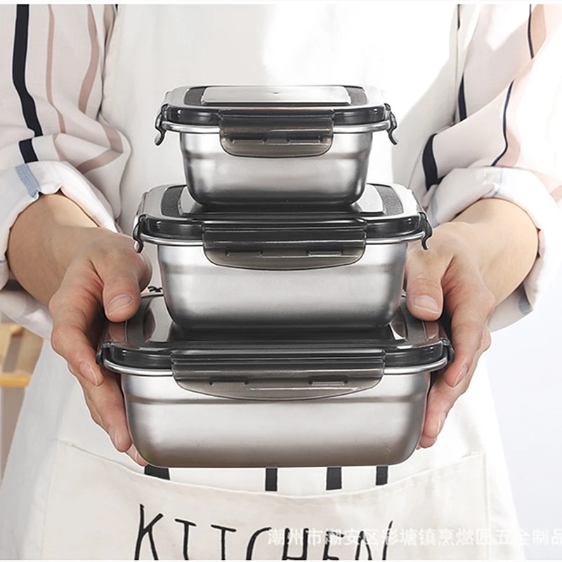 

304 Stainless Steel Lunch Box Japanese Bento Food Container Lunchbox Snack Organizer Kicthen Tableware Accessories for Kids