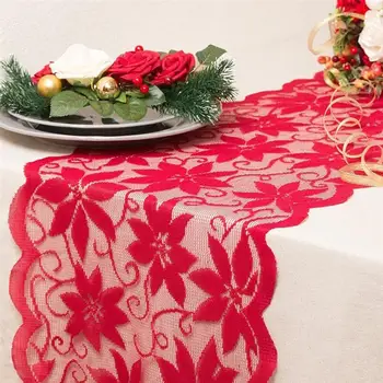 

Christmas Table Runner Fashion Lace Flower Table Decoration Window Valance Rectangular Tablecloth
