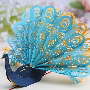 

Pinni stereo greeting card Peacock open screen 3D paper-cut card birthday New year women's day New Year blessing card gift